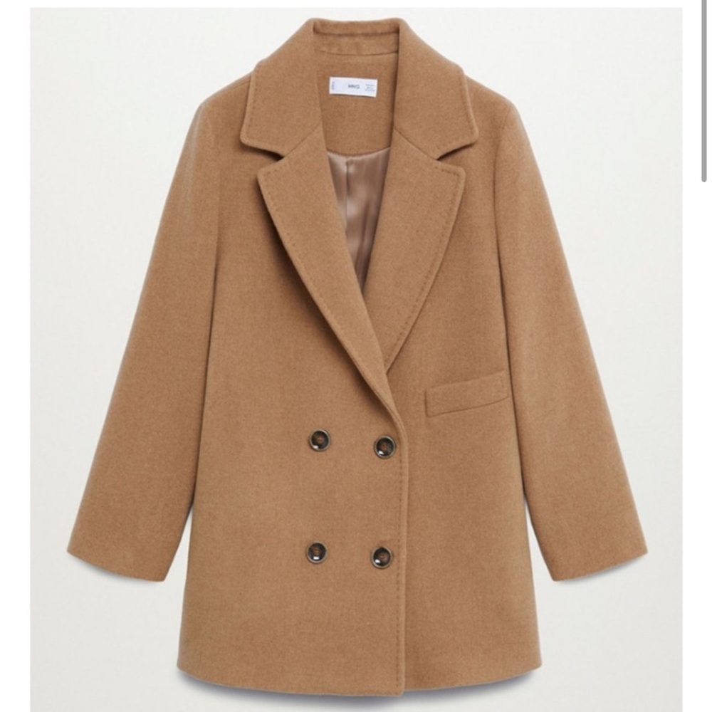 Mango Double-Breasted Camel Coat